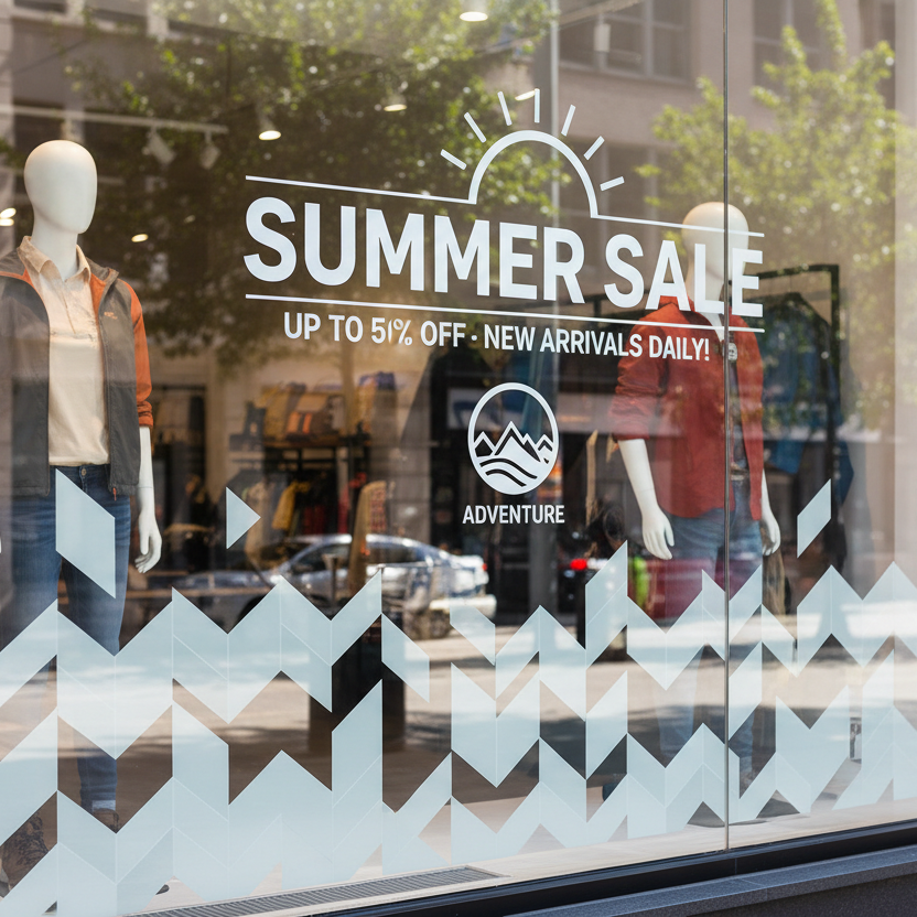 adhesive vinyl on windows for retail